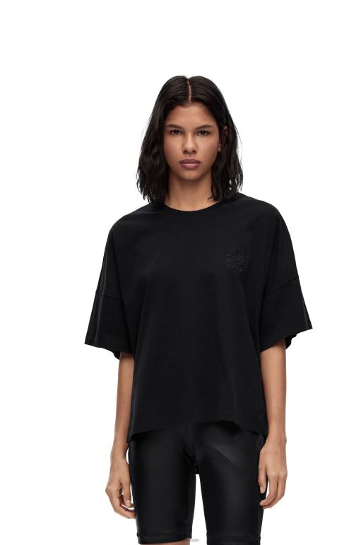Loewe pamuklu dar kesim t-shirt 02600823 kadınlar siyah