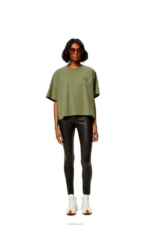 Loewe pamuklu dar kesim t-shirt 02600827 kadınlar adaçayı