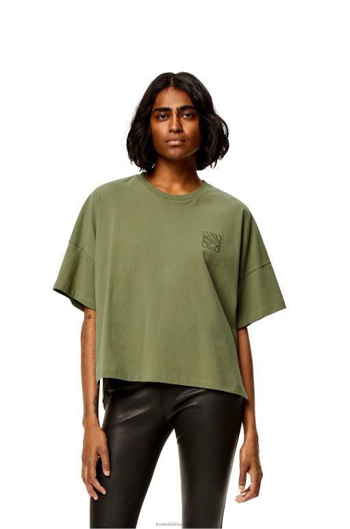 Loewe pamuklu dar kesim t-shirt 02600827 kadınlar adaçayı