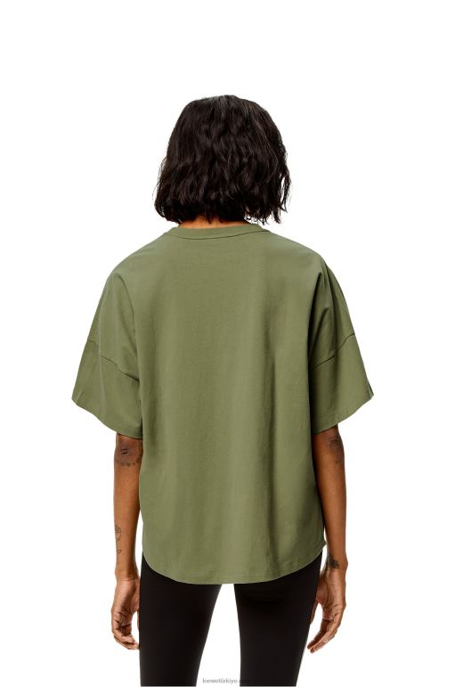 Loewe pamuklu dar kesim t-shirt 02600827 kadınlar adaçayı