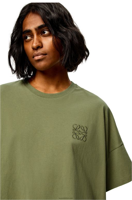 Loewe pamuklu dar kesim t-shirt 02600827 kadınlar adaçayı