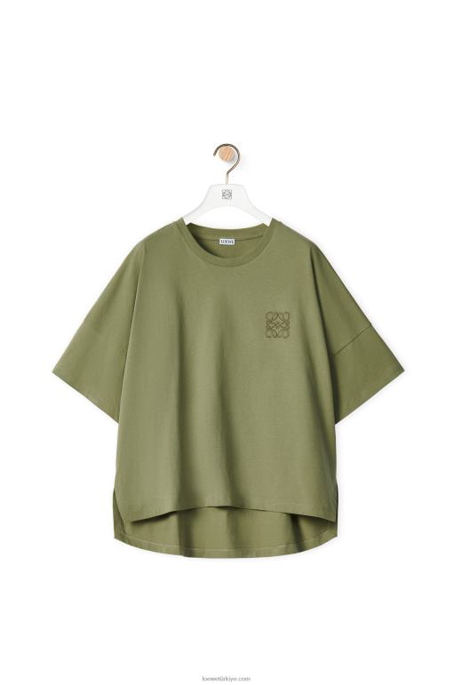 Loewe pamuklu dar kesim t-shirt 02600827 kadınlar adaçayı