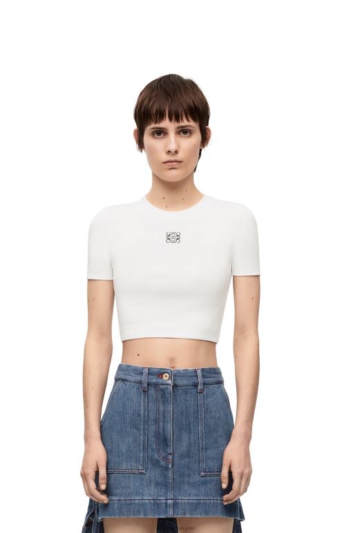 Loewe pamuklu kırpılmış üst 02600897 kadınlar beyaz