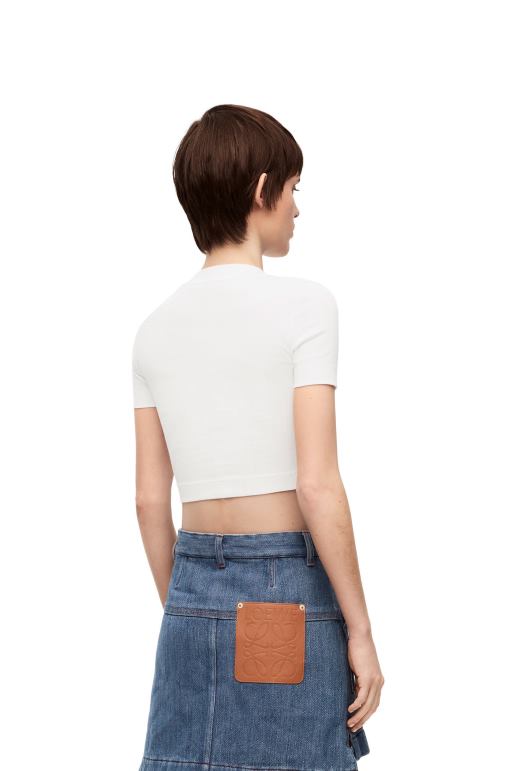 Loewe pamuklu kırpılmış üst 02600897 kadınlar beyaz