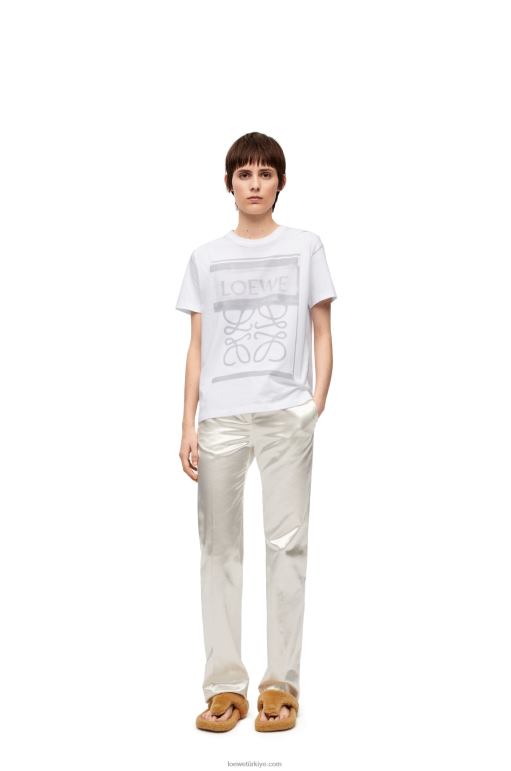 Loewe pamuklu normal kesim tişört 02600770 kadınlar Beyaz Gri