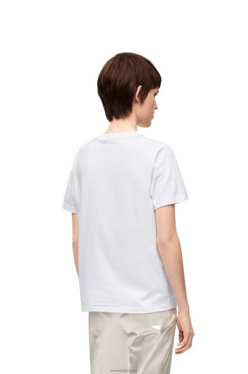 Loewe pamuklu normal kesim tişört 02600770 kadınlar Beyaz Gri