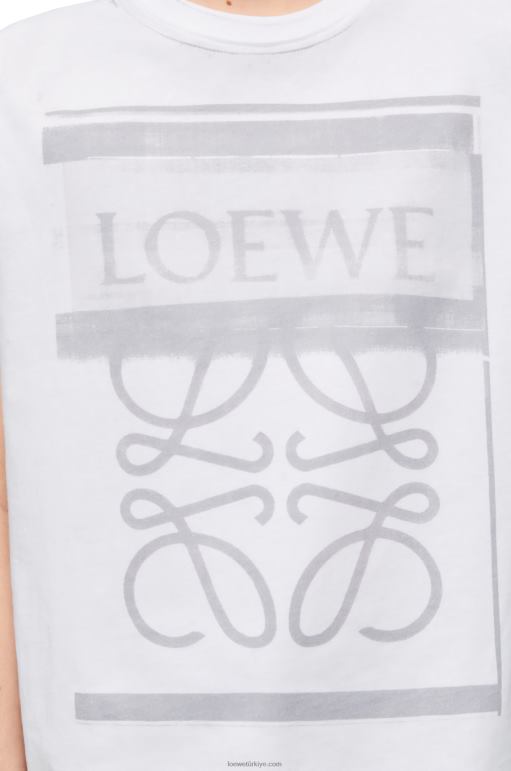 Loewe pamuklu normal kesim tişört 02600770 kadınlar Beyaz Gri