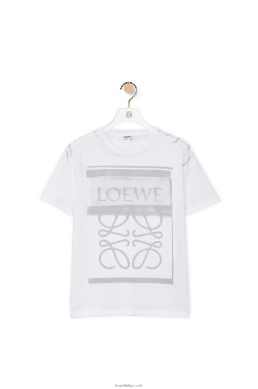 Loewe pamuklu normal kesim tişört 02600770 kadınlar Beyaz Gri