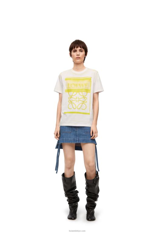 Loewe pamuklu normal kesim tişört 02600772 kadınlar Beyaz sarı