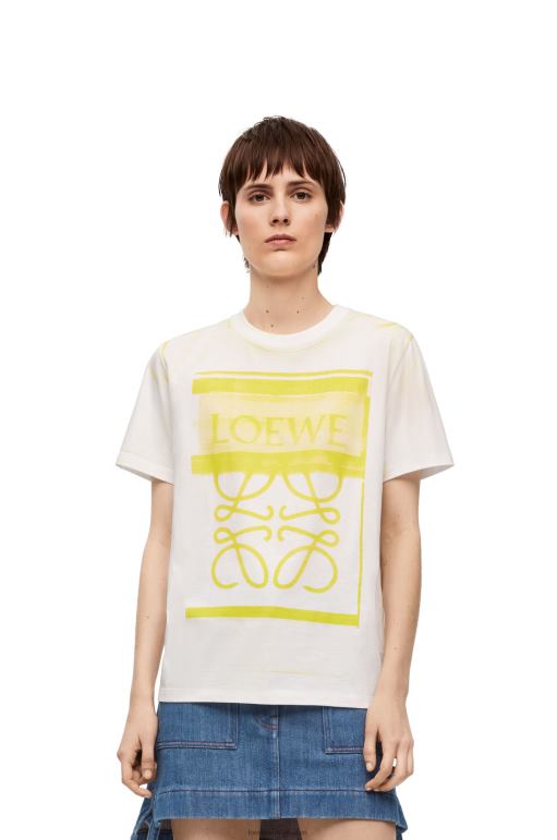 Loewe pamuklu normal kesim tişört 02600772 kadınlar Beyaz sarı