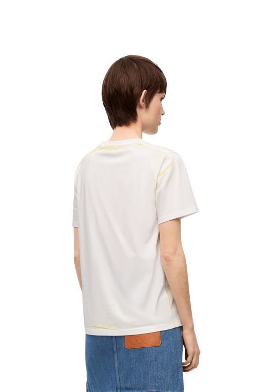 Loewe pamuklu normal kesim tişört 02600772 kadınlar Beyaz sarı