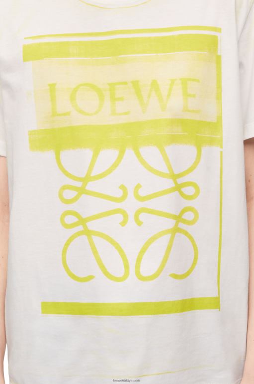 Loewe pamuklu normal kesim tişört 02600772 kadınlar Beyaz sarı