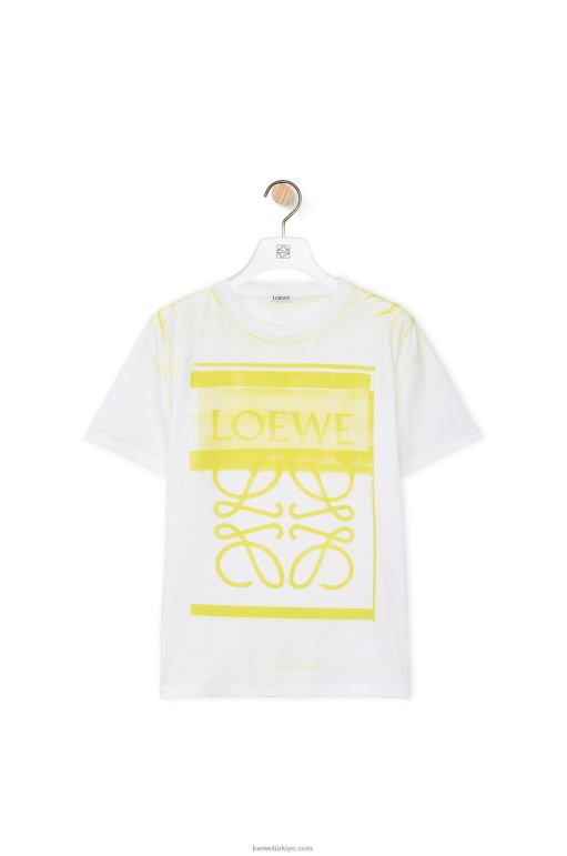 Loewe pamuklu normal kesim tişört 02600772 kadınlar Beyaz sarı