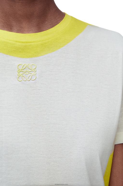 Loewe pamuklu normal kesim tişört 02600773 kadınlar Beyaz sarı