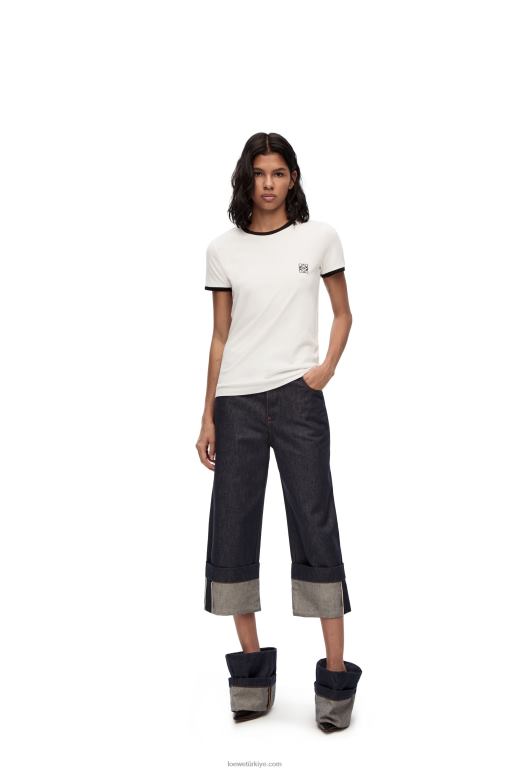 Loewe pamuklu slim fit t-shirt 02600797 kadınlar beyaz