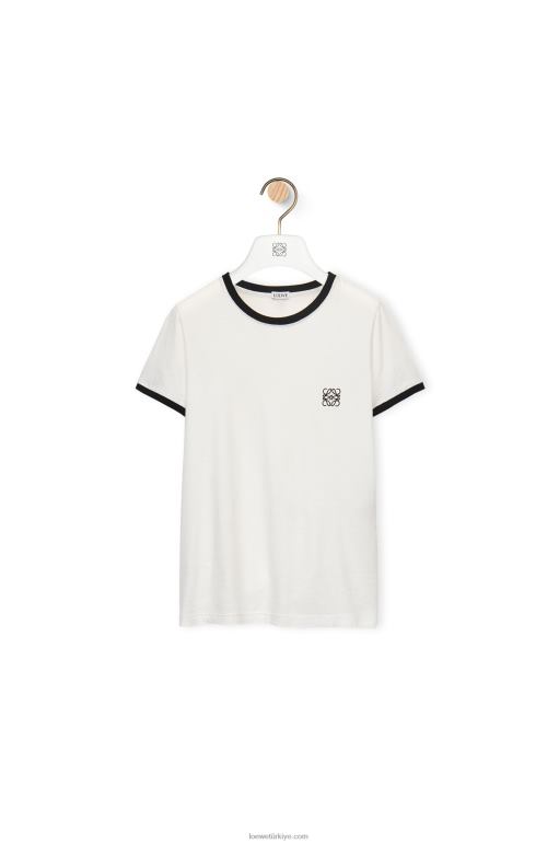 Loewe pamuklu slim fit t-shirt 02600797 kadınlar beyaz