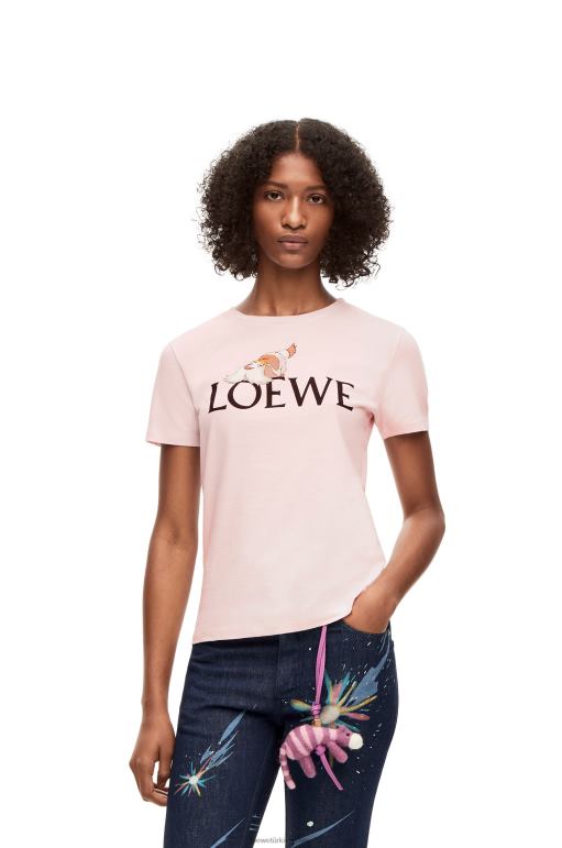 Loewe pamuklu t-shirt 02600832 kadınlar tebeşir
