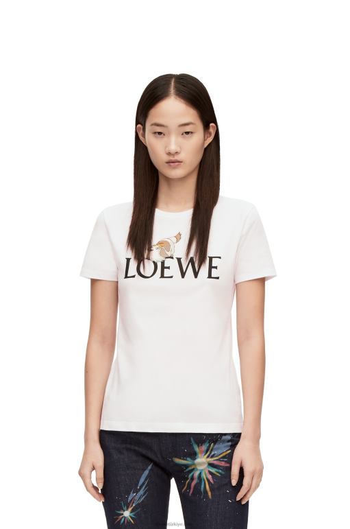 Loewe pamuklu t-shirt 02600833 kadınlar beyaz