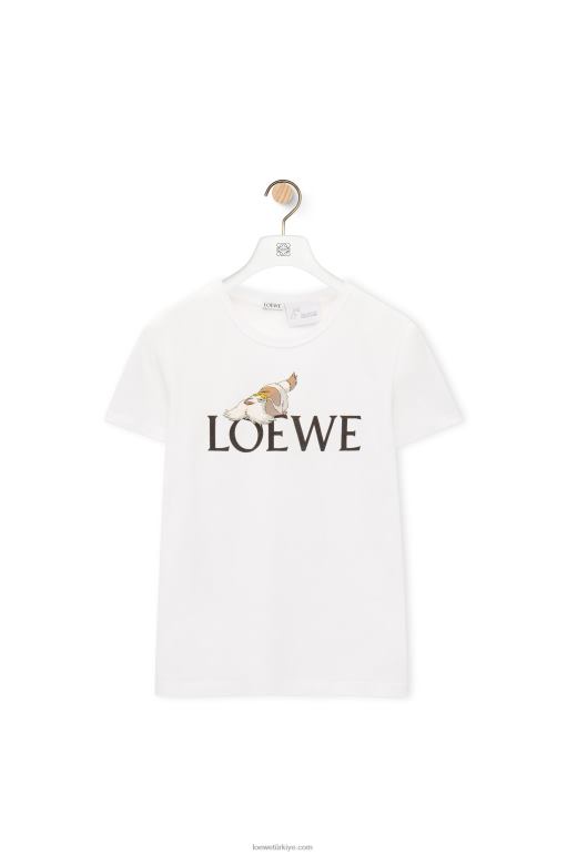 Loewe pamuklu t-shirt 02600833 kadınlar beyaz