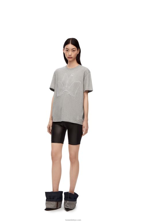 Loewe pamuklu tavşan tişört 02600807 kadınlar Gri karışım