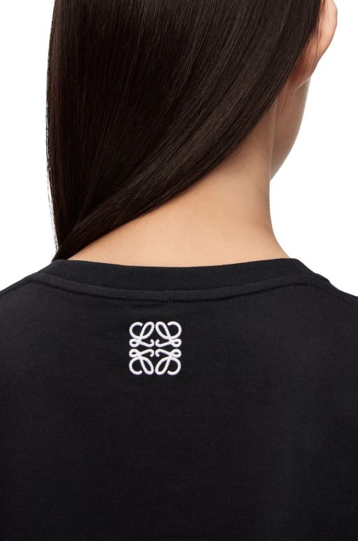 Loewe pamuklu tavşan tişört 02600809 kadınlar siyah