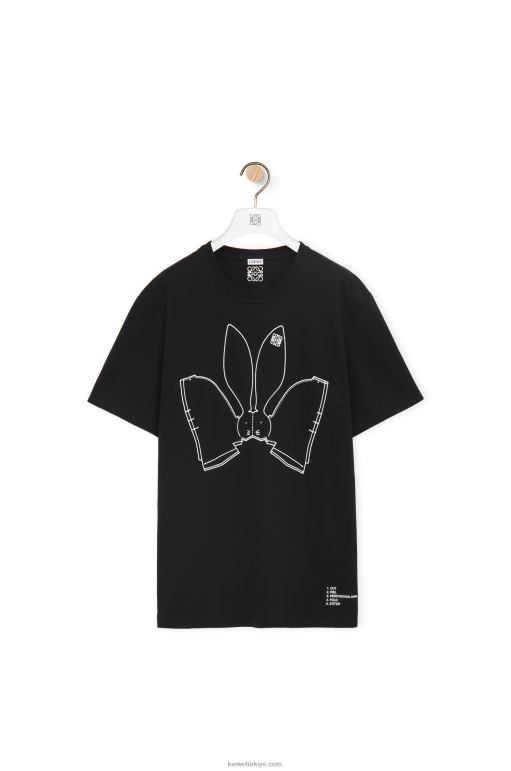 Loewe pamuklu tavşan tişört 02600809 kadınlar siyah