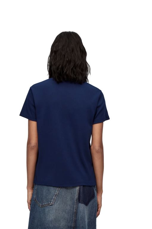 Loewe pamuklu tişört 02600837 kadınlar koyu mavi