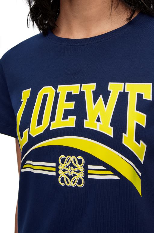 Loewe pamuklu tişört 02600837 kadınlar koyu mavi