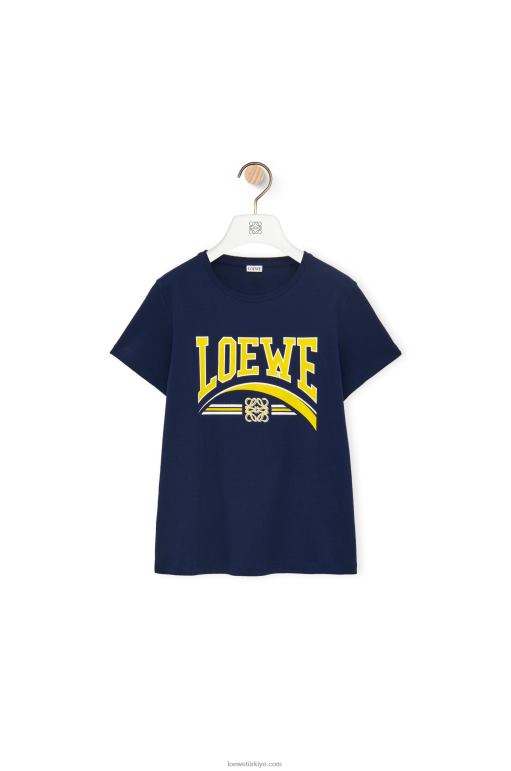 Loewe pamuklu tişört 02600837 kadınlar koyu mavi