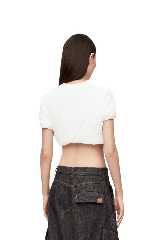Loewe streç ipek şifondan dolgulu crop top 02600901 kadınlar beyaz
