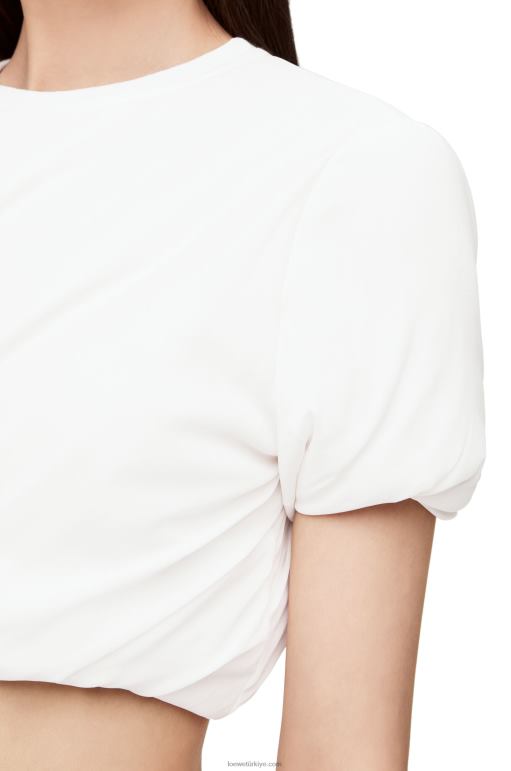 Loewe streç ipek şifondan dolgulu crop top 02600901 kadınlar beyaz