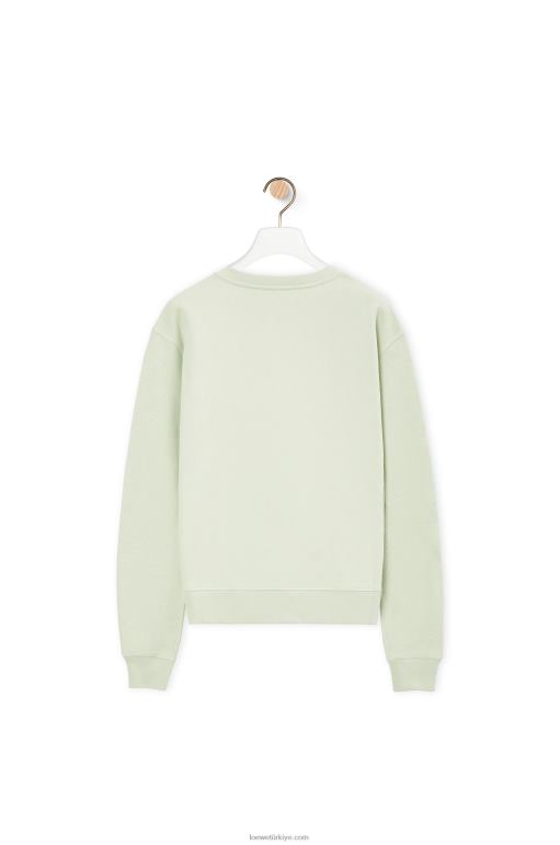 Loewe anagram pamuklu normal kesim sweatshirt 02600813 kadınlar açık yeşil