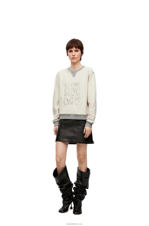 Loewe anagram pamuklu normal kesim sweatshirt 02600825 kadınlar Gri karışım