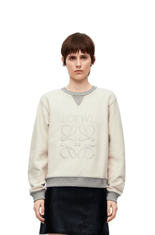 Loewe anagram pamuklu normal kesim sweatshirt 02600825 kadınlar Gri karışım