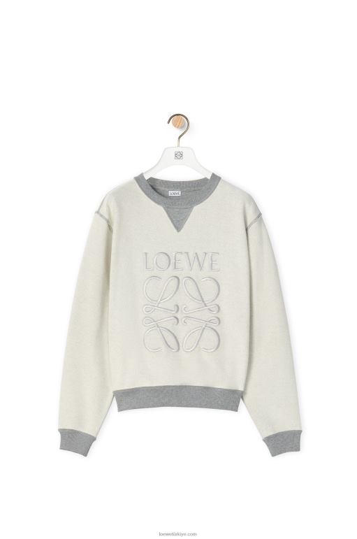 Loewe anagram pamuklu normal kesim sweatshirt 02600825 kadınlar Gri karışım