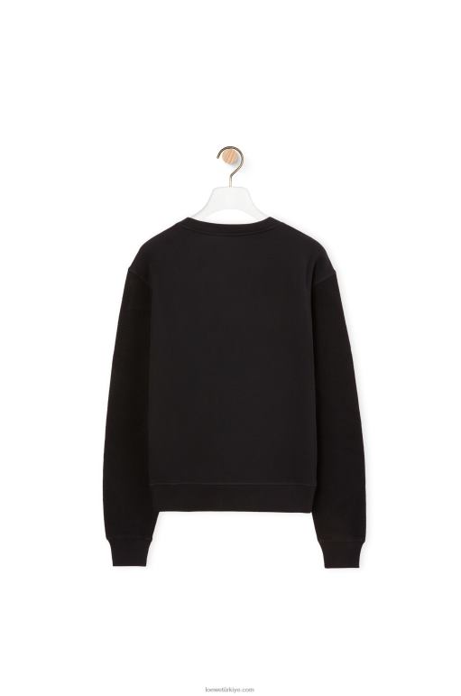 Loewe anagram pamuklu normal kesim sweatshirt 02600838 kadınlar siyah