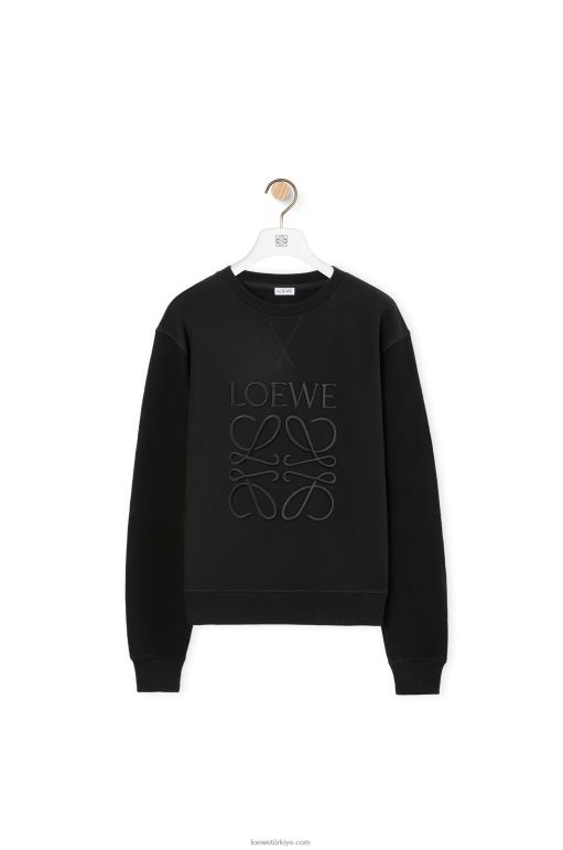 Loewe anagram pamuklu normal kesim sweatshirt 02600838 kadınlar siyah