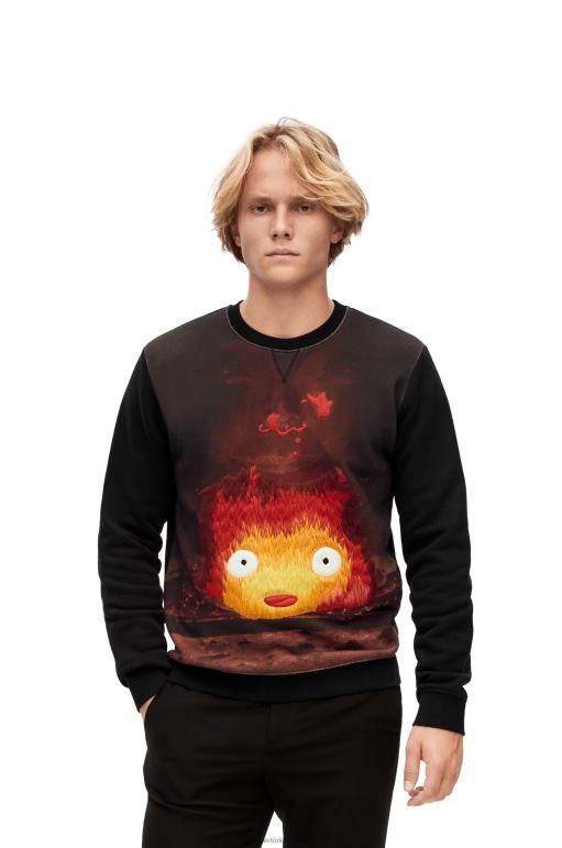 Loewe pamuklu calcifer sweatshirt 02600843 kadınlar siyah/çok renkli