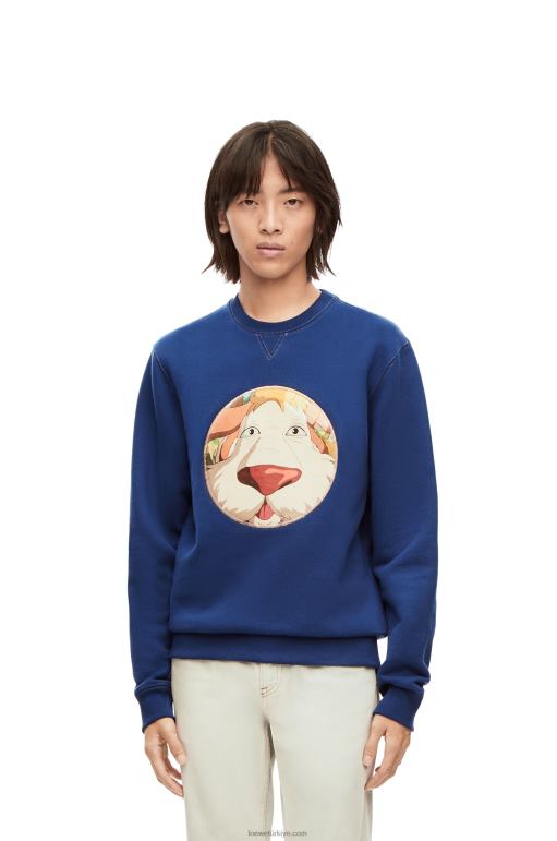 Loewe pamuklu heen sweatshirt 02600841 kadınlar çivit mavisi