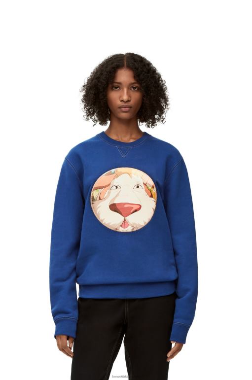 Loewe pamuklu heen sweatshirt 02600841 kadınlar çivit mavisi