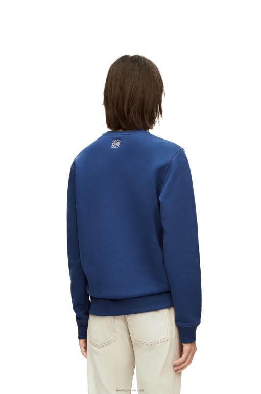 Loewe pamuklu heen sweatshirt 02600841 kadınlar çivit mavisi