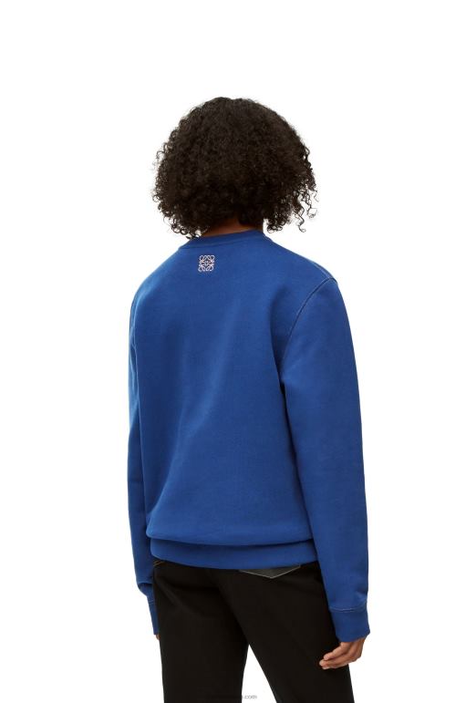 Loewe pamuklu heen sweatshirt 02600841 kadınlar çivit mavisi