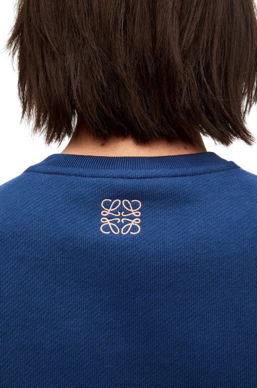 Loewe pamuklu heen sweatshirt 02600841 kadınlar çivit mavisi