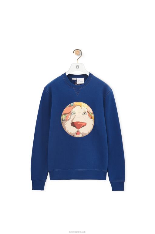 Loewe pamuklu heen sweatshirt 02600841 kadınlar çivit mavisi