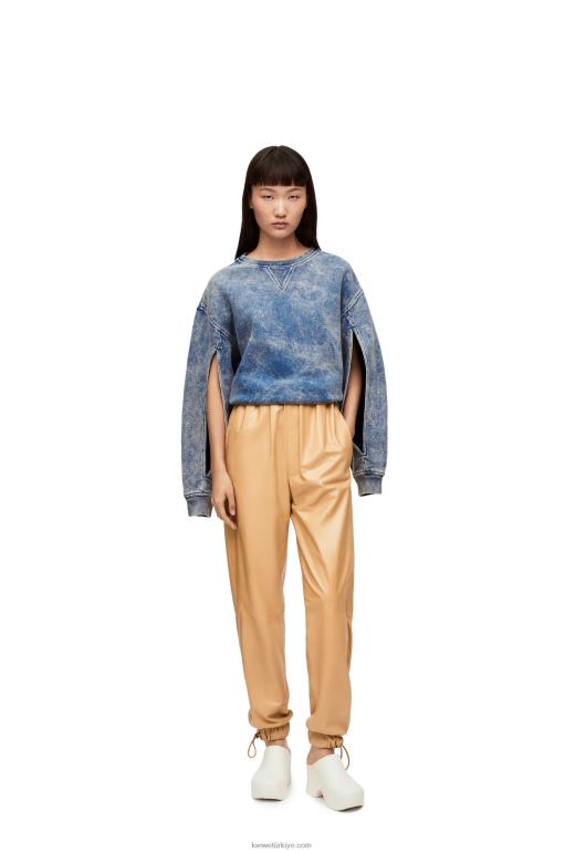 Loewe pamuklu polardan uzun sweatshirt 02600803 kadınlar yıkanmış kot