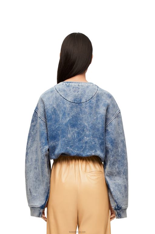 Loewe pamuklu polardan uzun sweatshirt 02600803 kadınlar yıkanmış kot