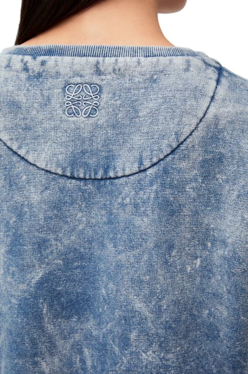 Loewe pamuklu polardan uzun sweatshirt 02600803 kadınlar yıkanmış kot