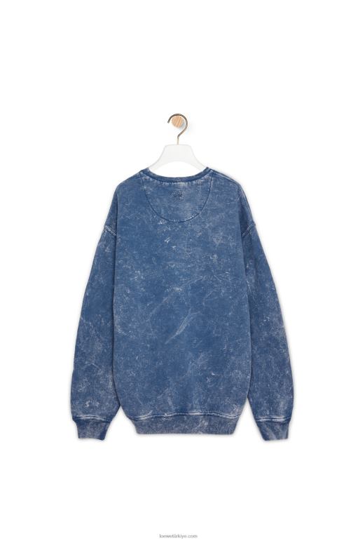 Loewe pamuklu polardan uzun sweatshirt 02600803 kadınlar yıkanmış kot