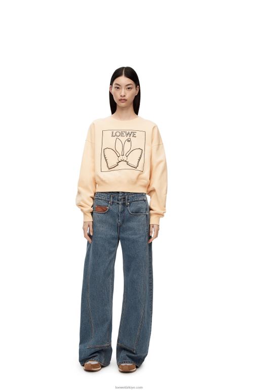 Loewe pamuklu tavşan sweatshirt 02600805 kadınlar fildişi