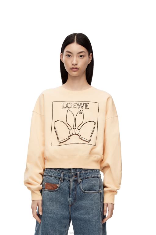Loewe pamuklu tavşan sweatshirt 02600805 kadınlar fildişi